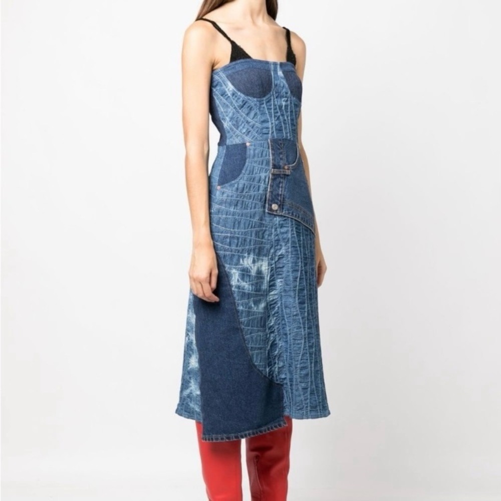 Andersson Bell ‘Sage’ Patchwork Denim Midi Dress Size M NWOT